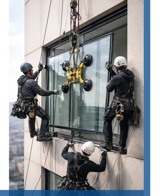 Монтаж стеклопакетов на высоте в Набережных Челнах от 3251 р. | ВЫСОТНИК-Нбр