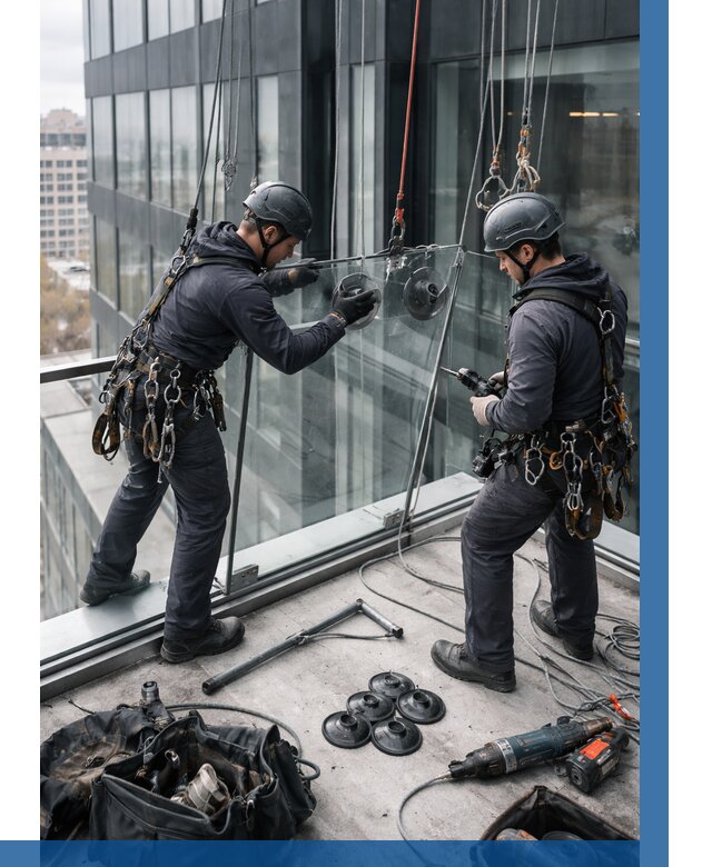 Монтаж стеклянных ограждений в Набережных Челнах от 2540 р. | ВЫСОТНИК-Нбр