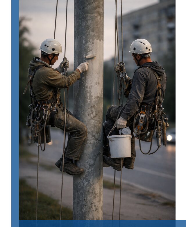 Покраска опор освещения и антикоррозийная защита в Набережных Челнах