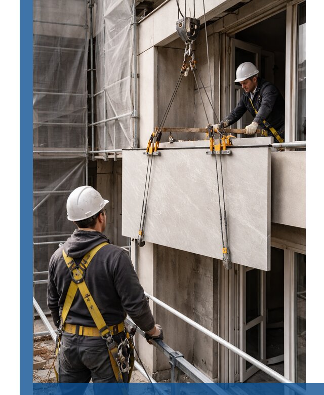 Подъем керамогранита на этаж в Набережных Челнах грузчиками и техникой