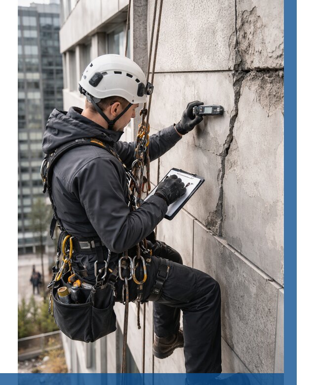 Обследование фасада альпинистами в Набережных Челнах от 122 р. | ВЫСОТНИК-Нбр