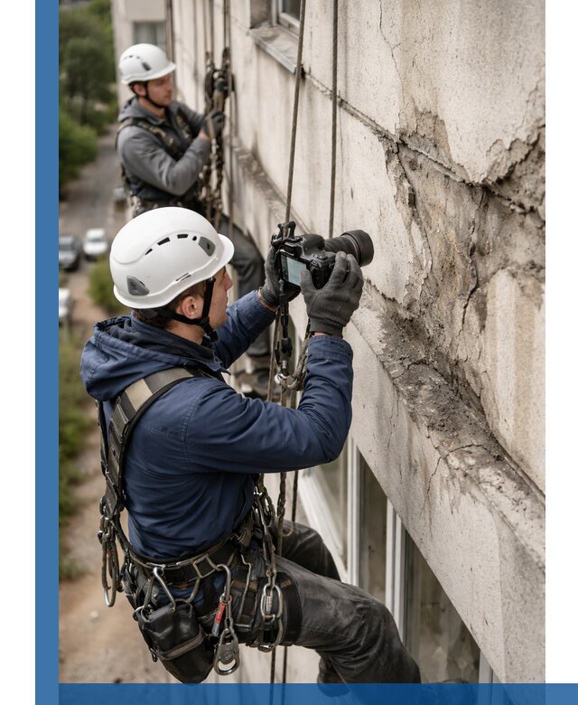 Фотофиксация дефектов фасада с высотной съемкой в Набережных Челнах