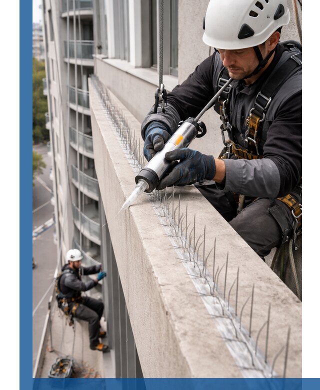 Установка шипов от птиц на фасадах и кровлях в Набережных Челнах